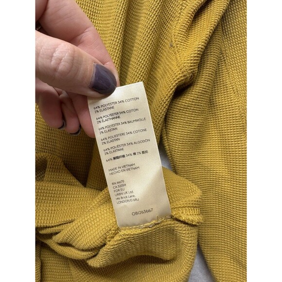 We The Free Thermal Flutter Long Sleeve Top Large Golden Yellow Waffle Knit Lrg - Picture 4 of 6